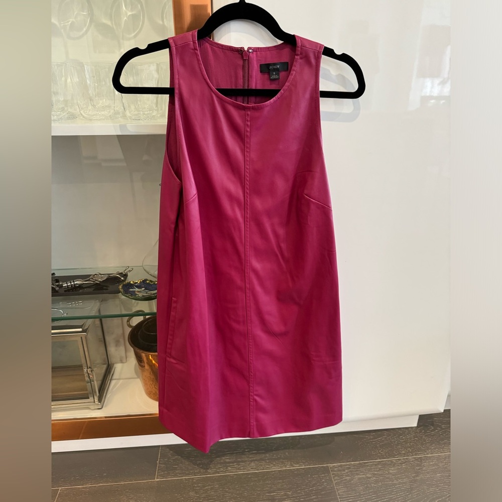 Jcrew mod pleather dress in raspberry